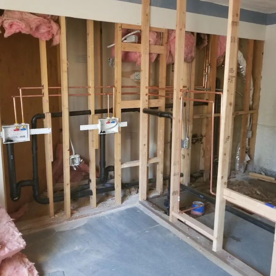 Copper pipe rough-in and plumbing installation in Erie